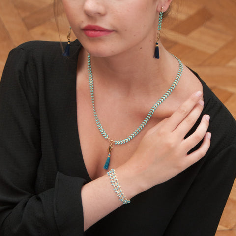 Pastel Necklace - Aqua Gold Plated
