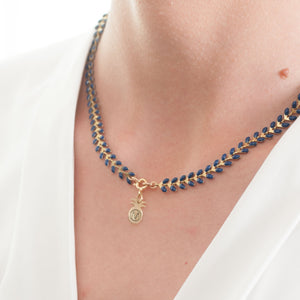 Amadoria Collier Pastel Marine Plaqué Or