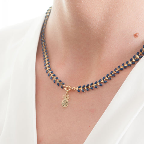 Amadoria Collier Pastel Marine Plaqué Or