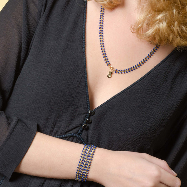 Amadoria Collier Pastel Marine Plaqué Or